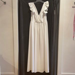 Theia Cap Sleeve crepe White dress size 12